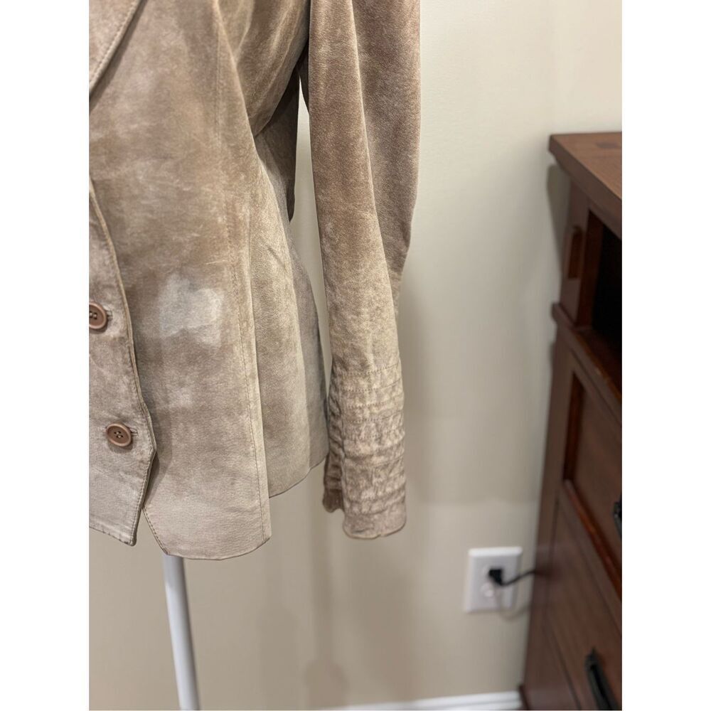 Wilson’s Leather Women's Long Puff Sleeve Suede Jacket Tan Beige Large - Picture 4 of 4